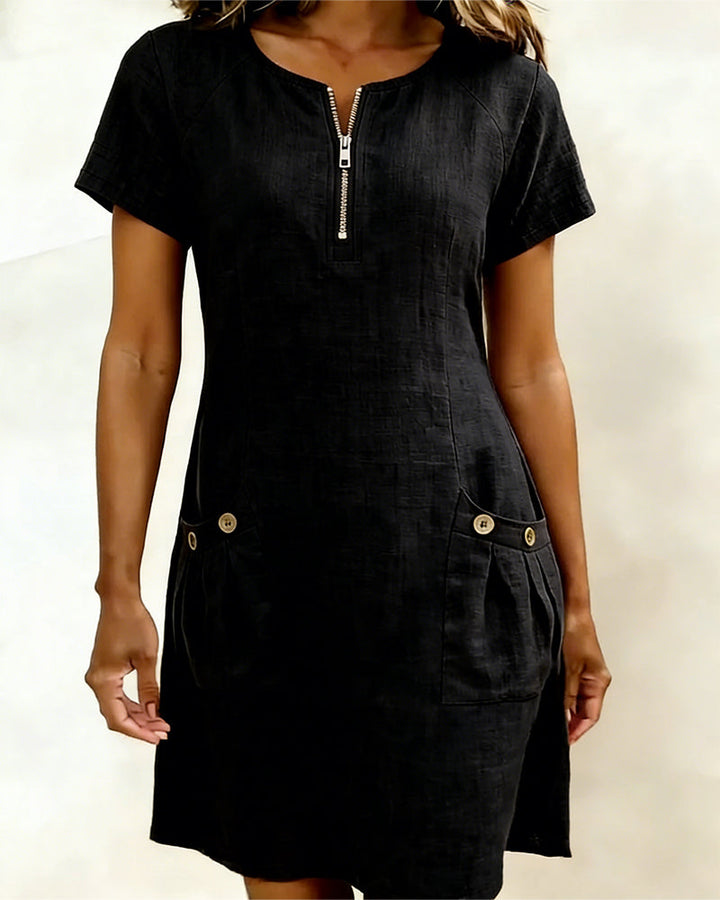 EVELYN™ | Cotton Dress With Zip Fastening