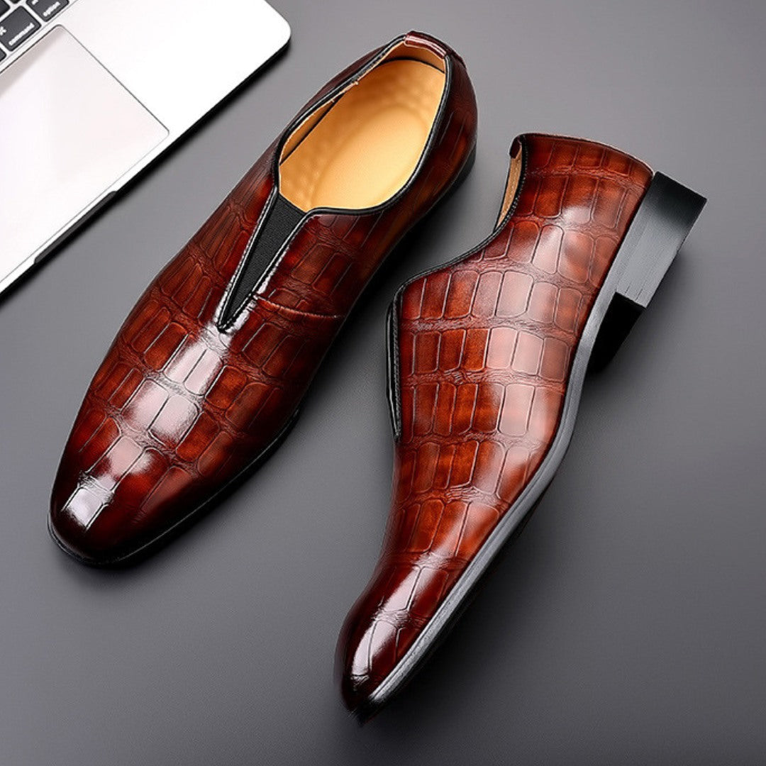 Salvatore Embossed Leather Loafers