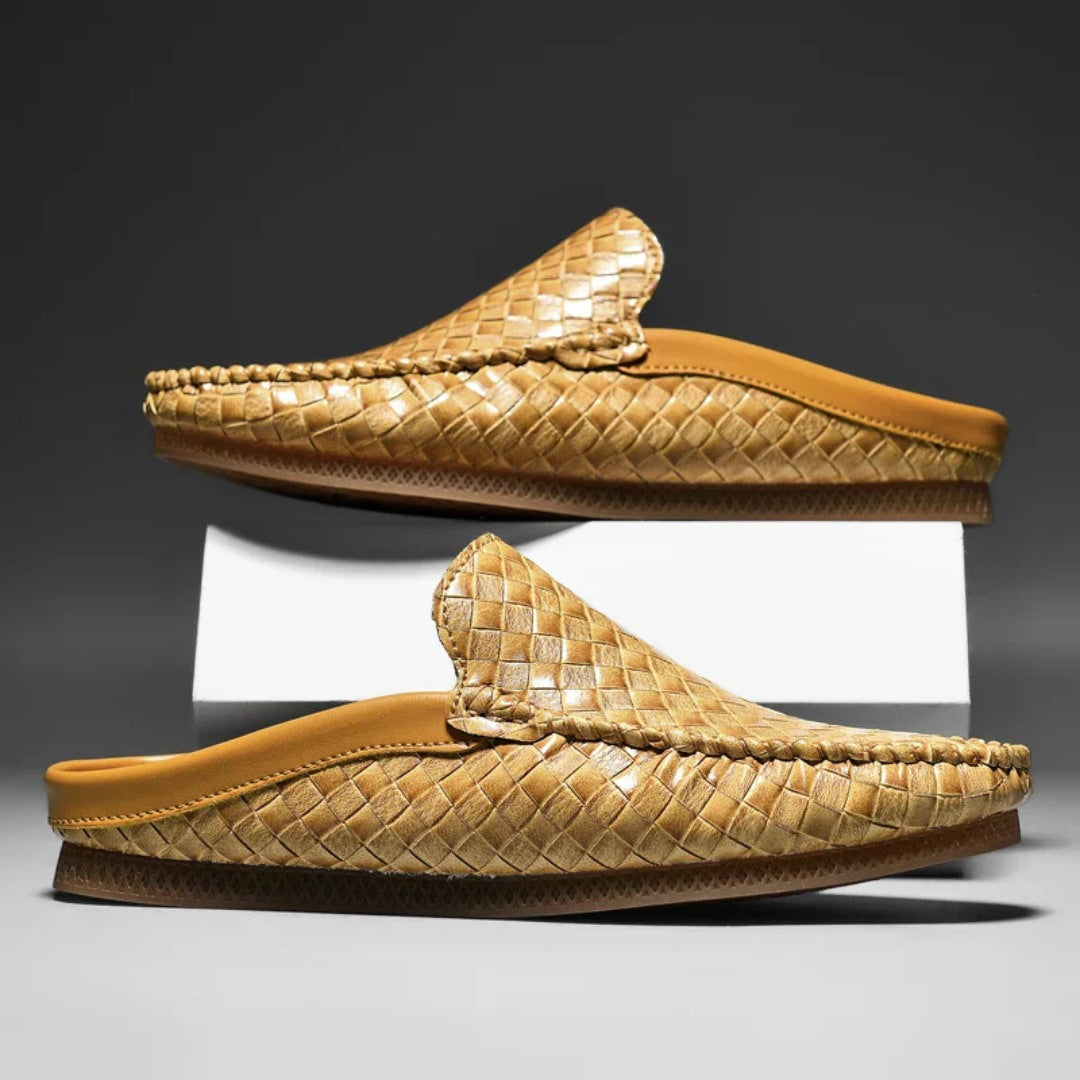Enzo Woven Leather Slides