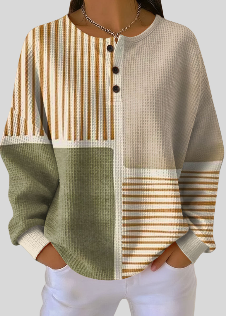 SOPHIA | Waffle-knit Henley sweatshirt