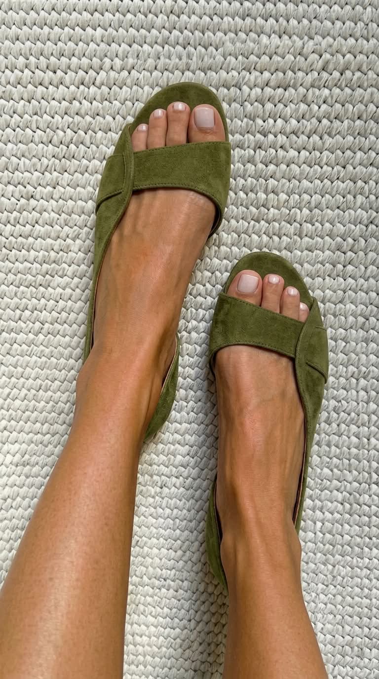 Mabel | Low Open-Toe Suede-Effect Slingback Sandals
