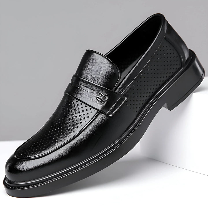 Leonardo Perforated Leather Loafers