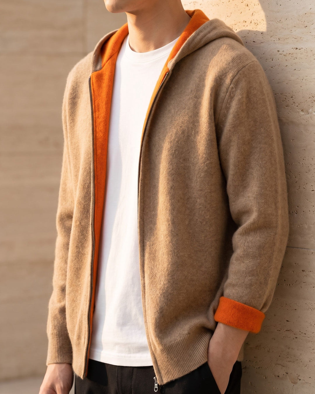 Vincenzo Reversible Cashmere Zip Hoodie