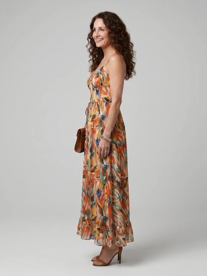 Abstract Print Midi Dress