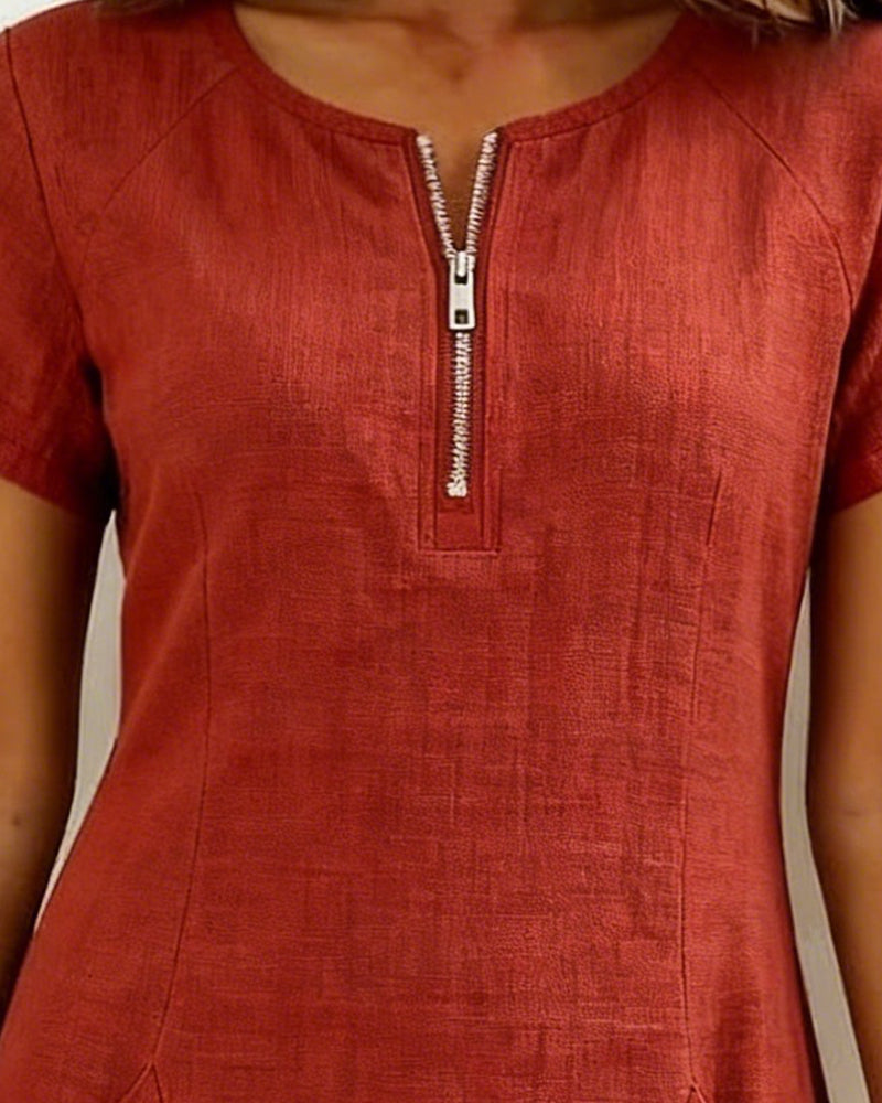 EVELYN™ | Cotton Dress With Zip Fastening