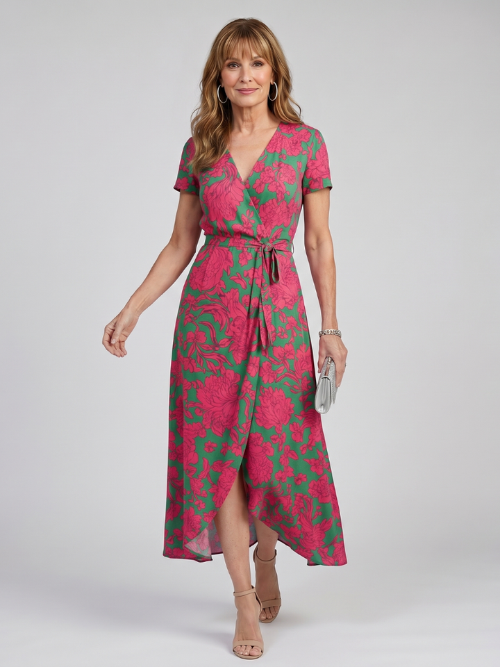 Floral Wrap Midi Dress