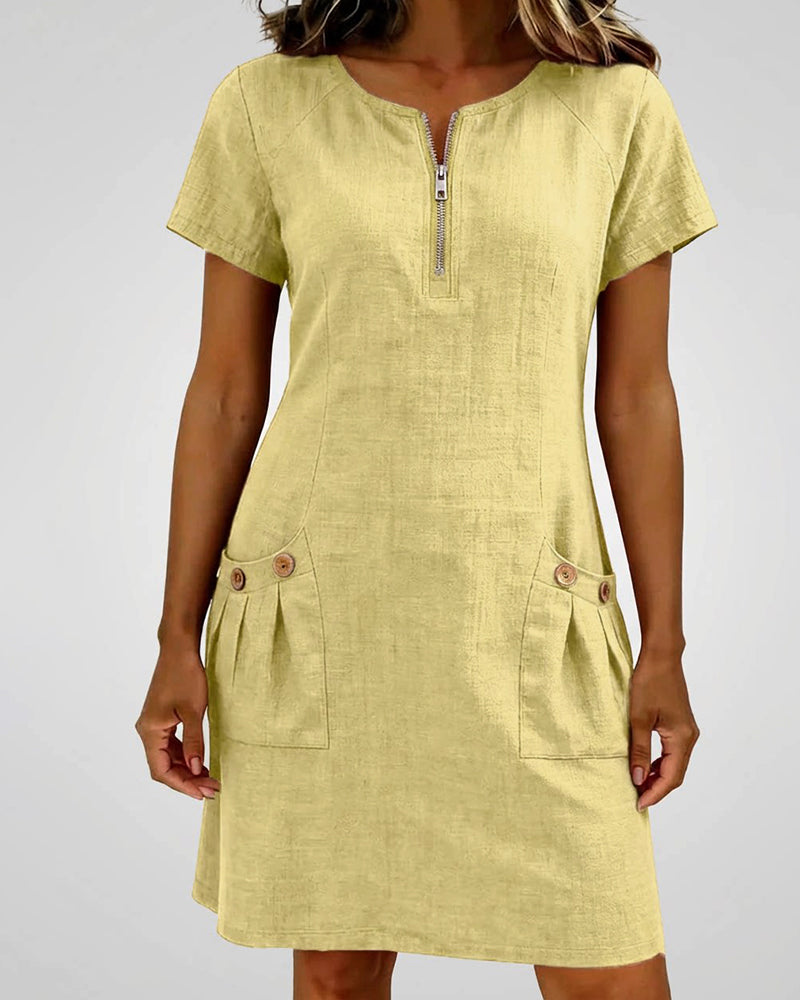 EVELYN™ | Cotton Dress With Zip Fastening