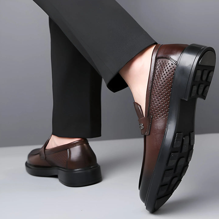 Leonardo Perforated Leather Loafers
