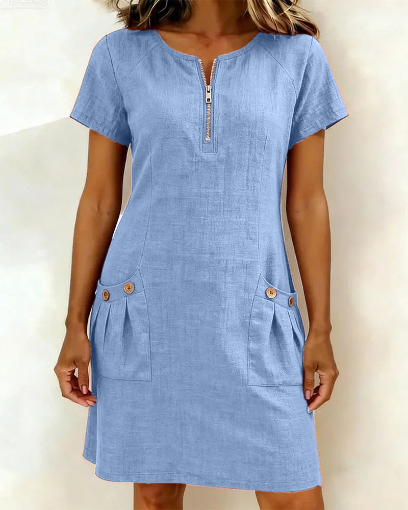 EVELYN™ | Cotton Dress With Zip Fastening