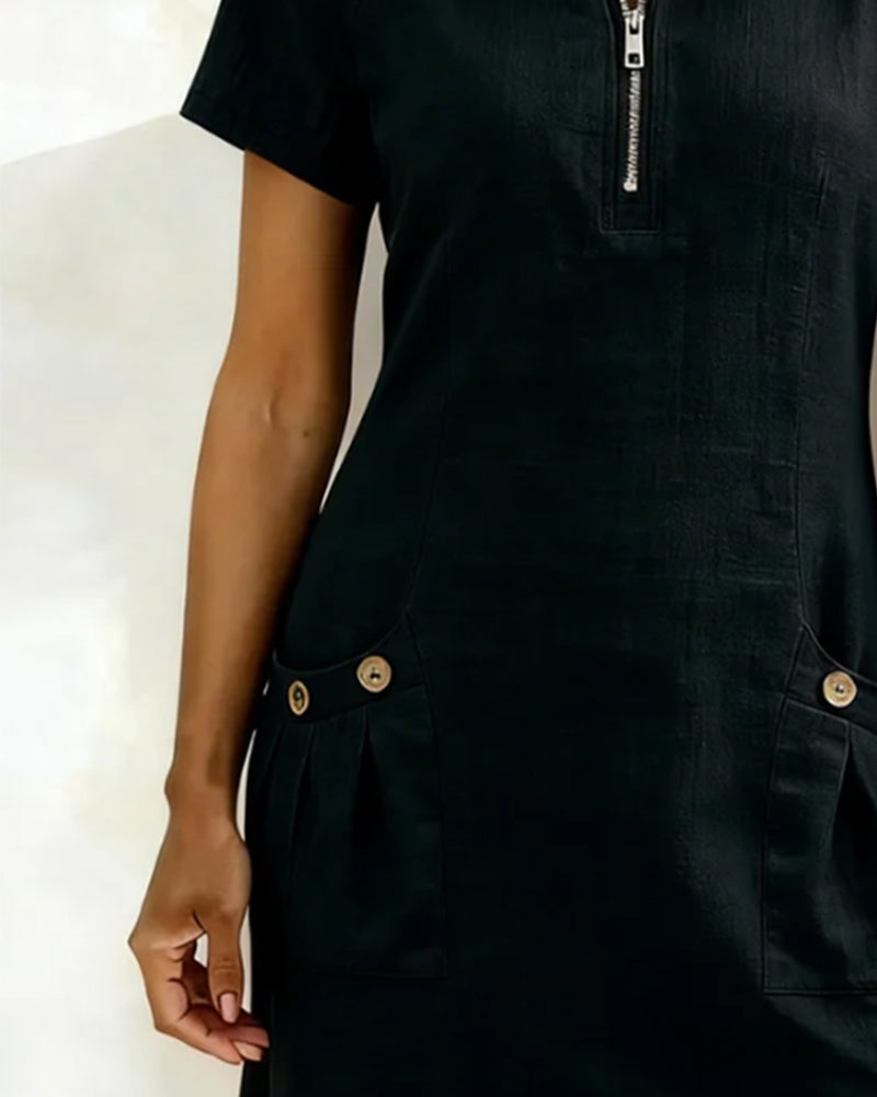 EVELYN™ | Cotton Dress With Zip Fastening