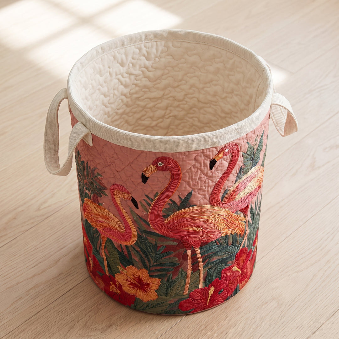 Flamingos in the Sun | Hand-Quilted Laundry Basket