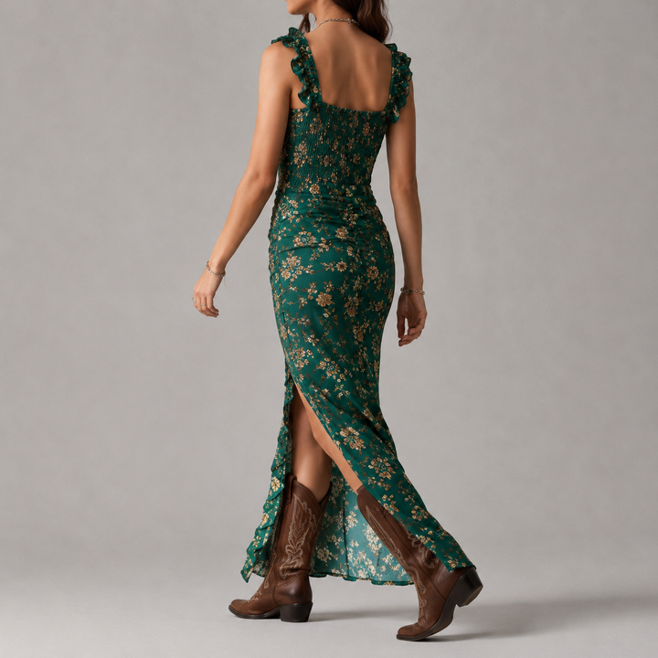 CALLA | BOHEMIAN GREEN PRINTED MAXI DRESS
