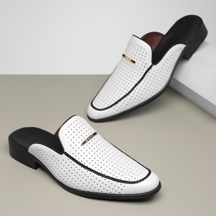Giovanni Perforated Leather Mules