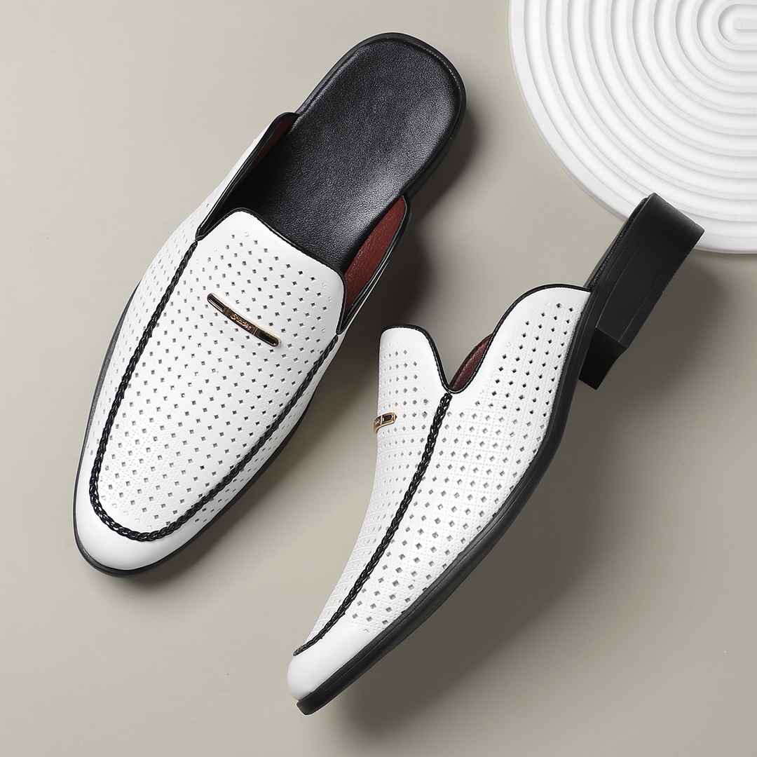 Giovanni Perforated Leather Mules