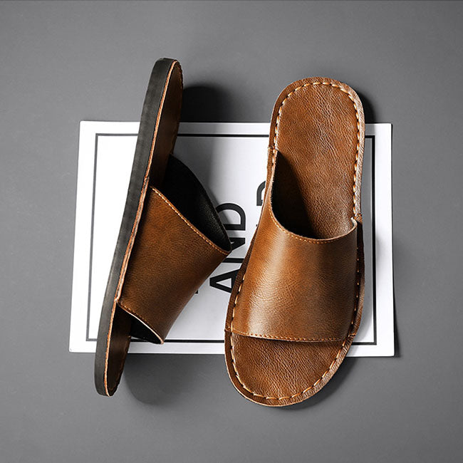 Sandro Leather Slide Sandals