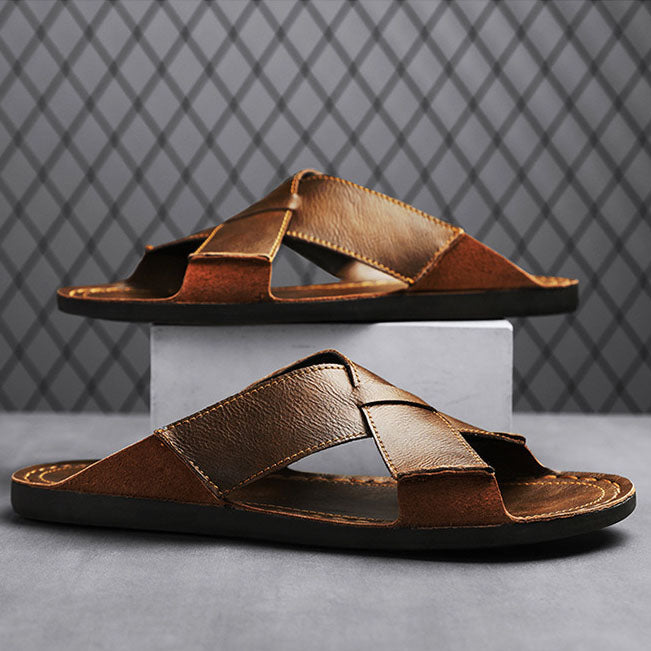 Diego Leather Slide Sandals