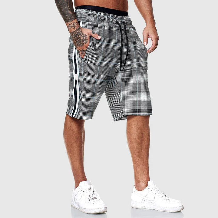 Serapio Plaid-Stripe Lounge Shorts