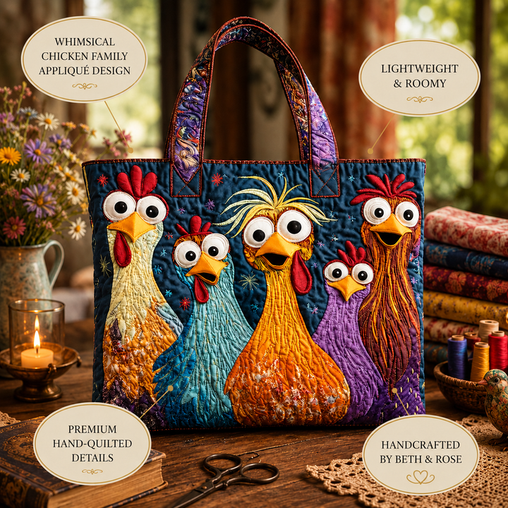 Artisan Bag - Five Colourful Chickens