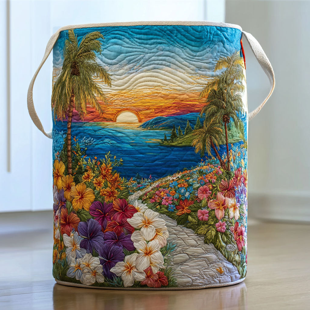 Sunsetbloom | Hand-Quilted Laundry Basket