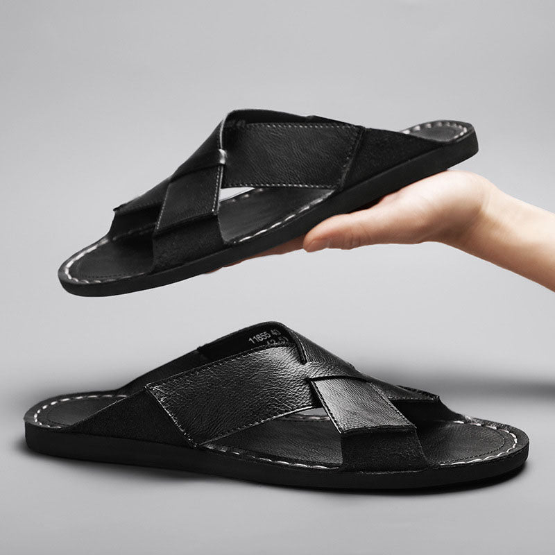 Diego Leather Slide Sandals