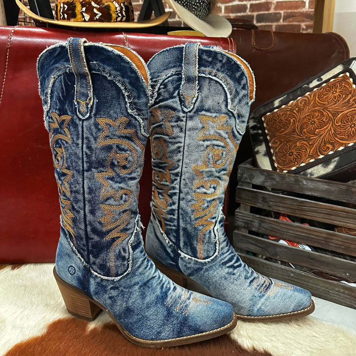 ELOISE | DENIM WESTERN COWBOY BOOTS