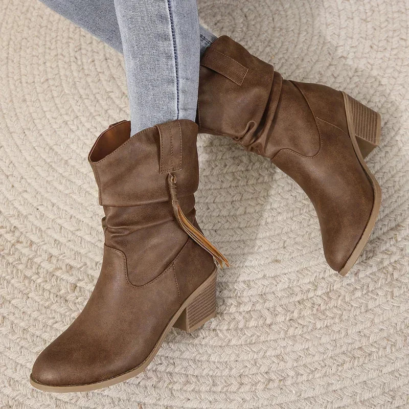 BEATRICE | WESTERN BLOCK HEEL BOOTIES