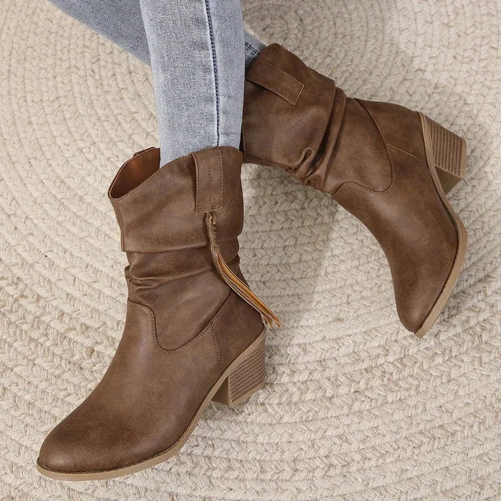 BEATRICE | WESTERN BLOCK HEEL BOOTIES
