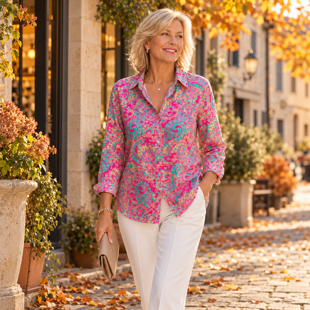 Joanna™ | Paisley Print Button-Up Blouse