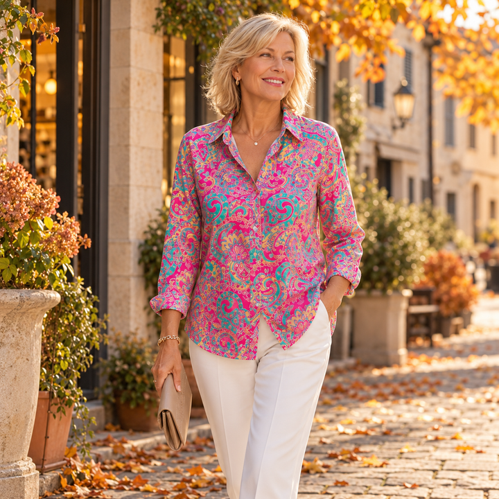 Joanna™ | Paisley Print Button-Up Blouse