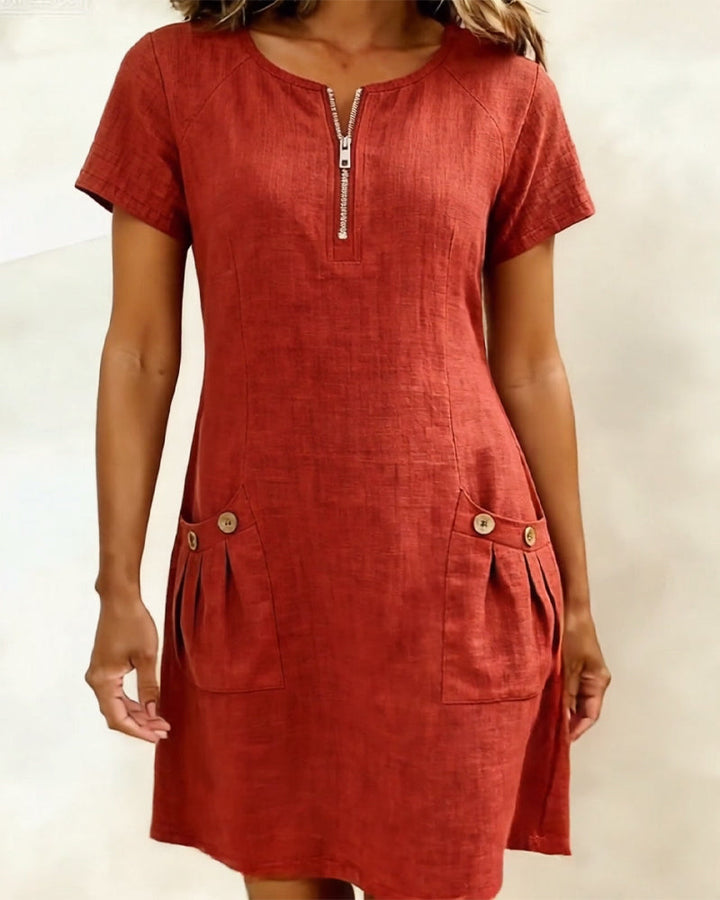 EVELYN™ | Cotton Dress With Zip Fastening