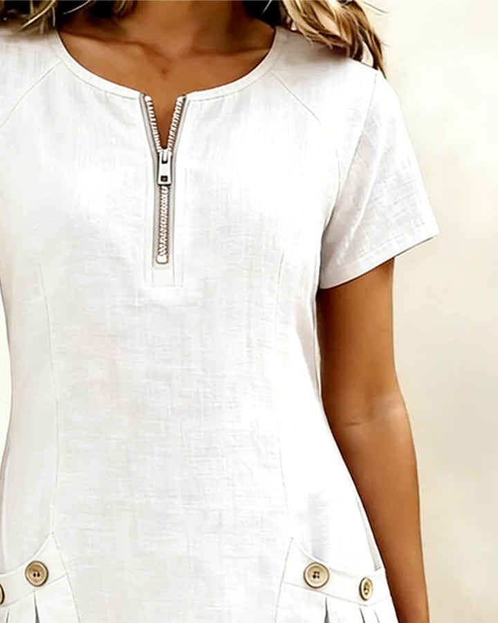 EVELYN™ | Cotton Dress With Zip Fastening
