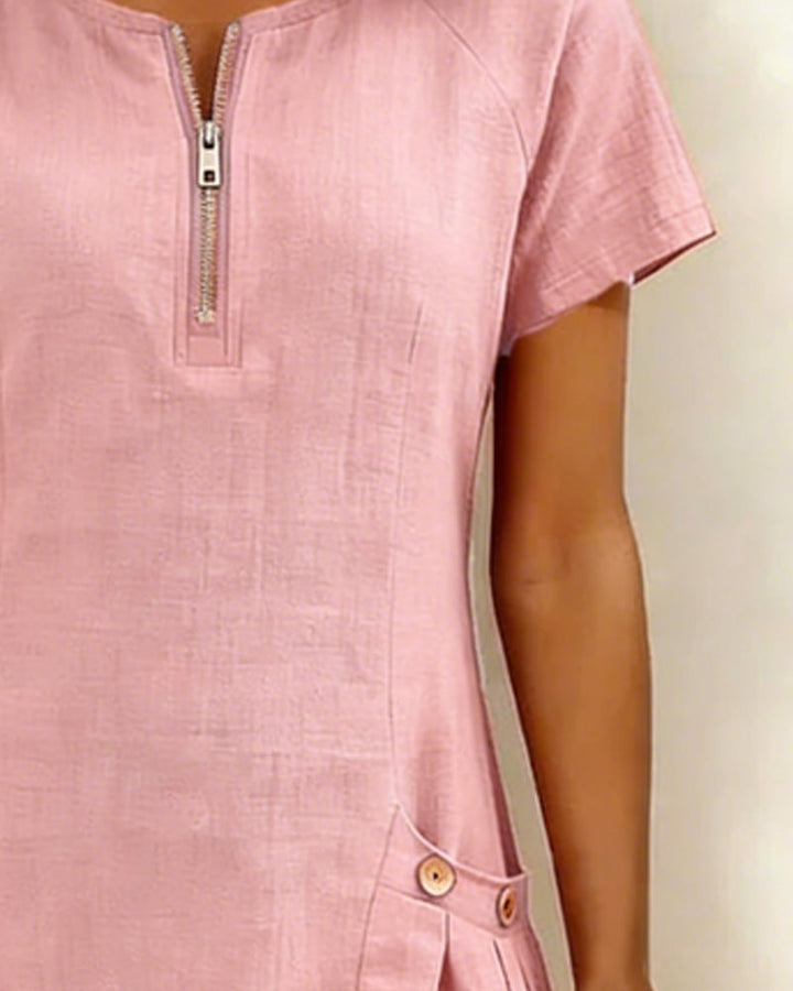 EVELYN™ | Cotton Dress With Zip Fastening