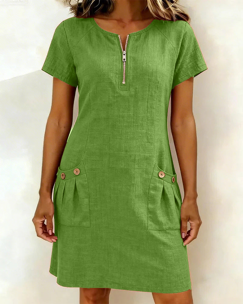 EVELYN™ | Cotton Dress With Zip Fastening