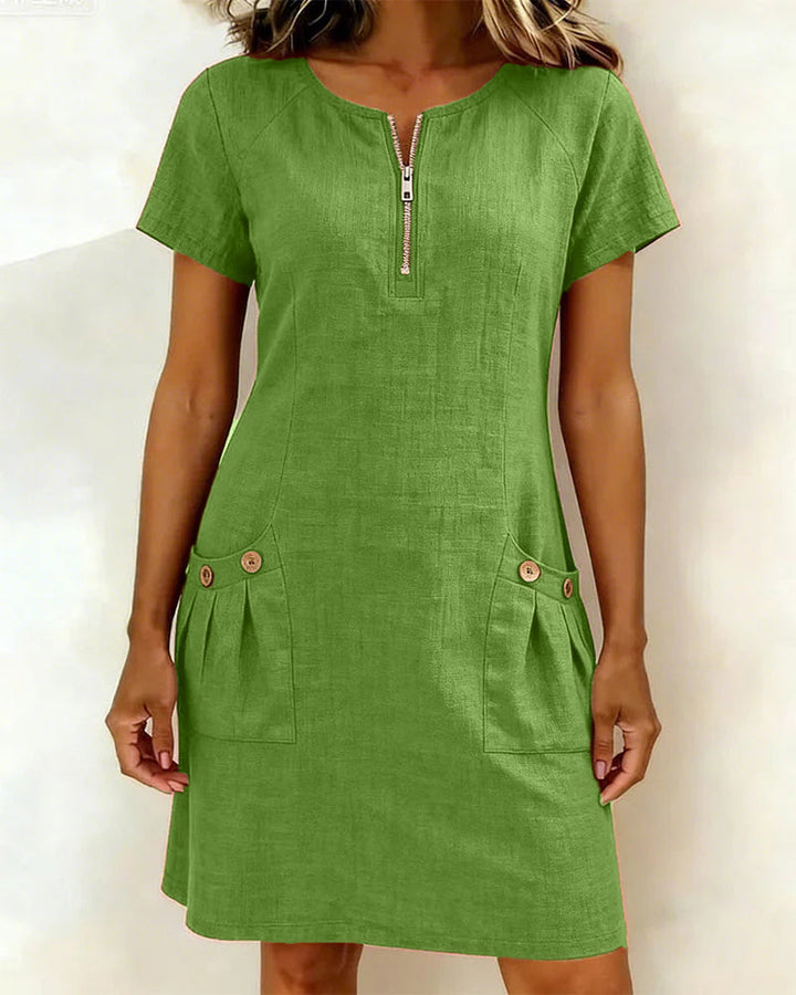 EVELYN™ | Cotton Dress With Zip Fastening