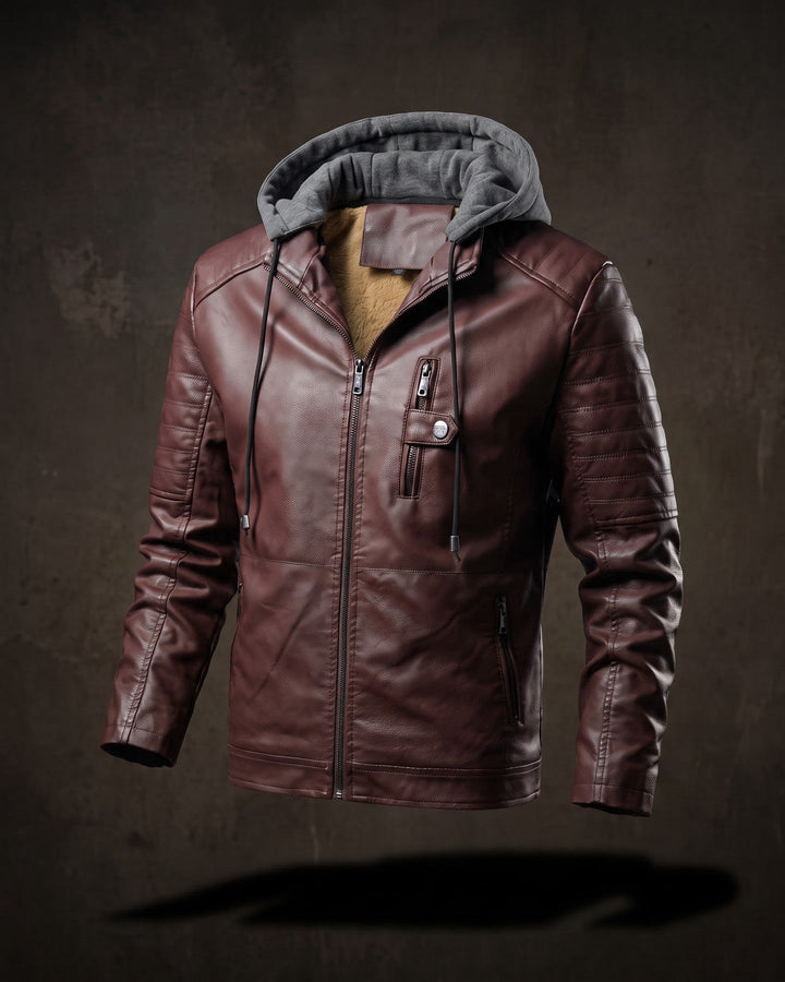 Eugenio Leather Hooded Jacket