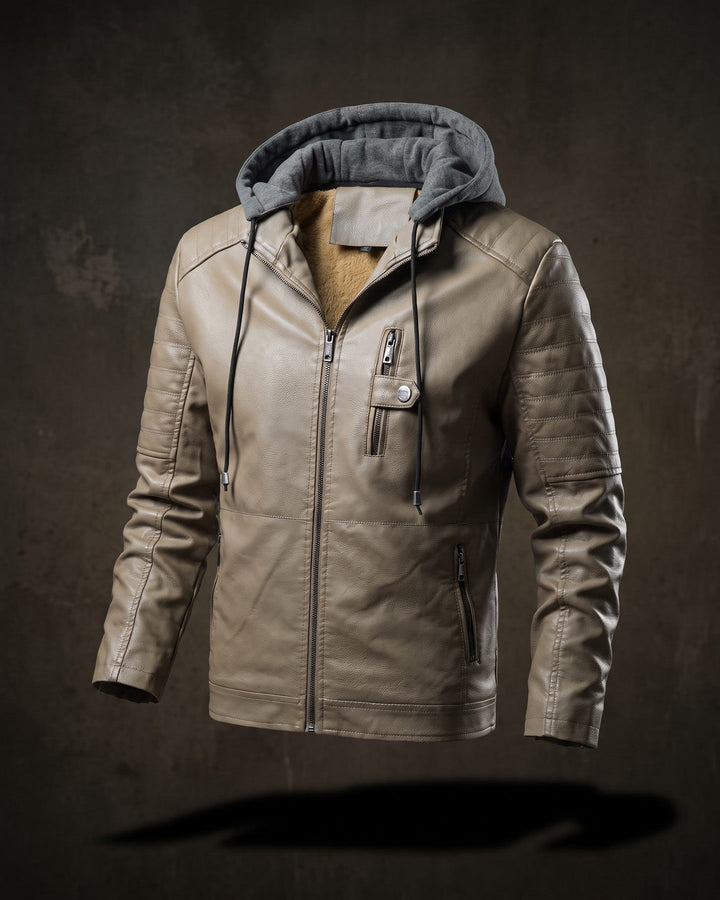 Eugenio Leather Hooded Jacket