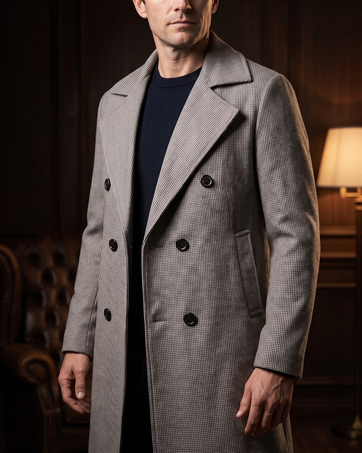 Mauro Houndstooth Overcoat