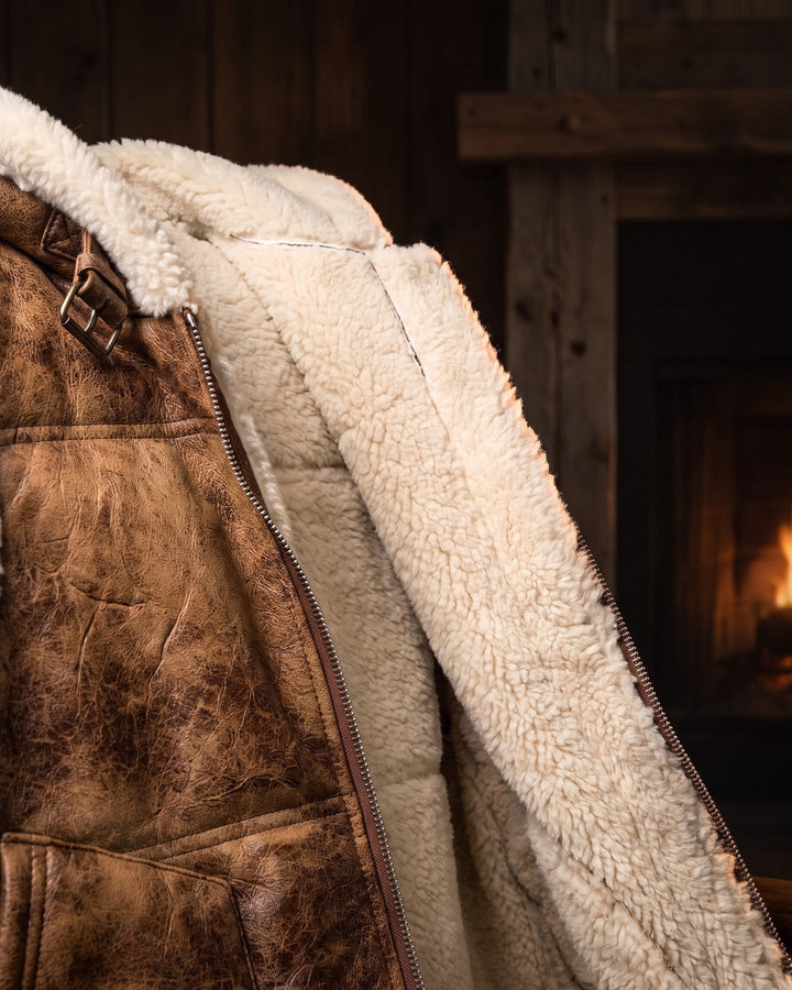 Leandro Faux Leather Sherpa Vest