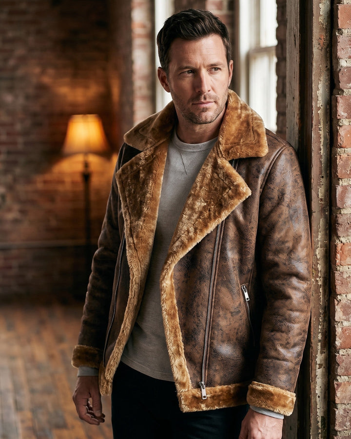 Antonio Faux Leather Shearling Jacket