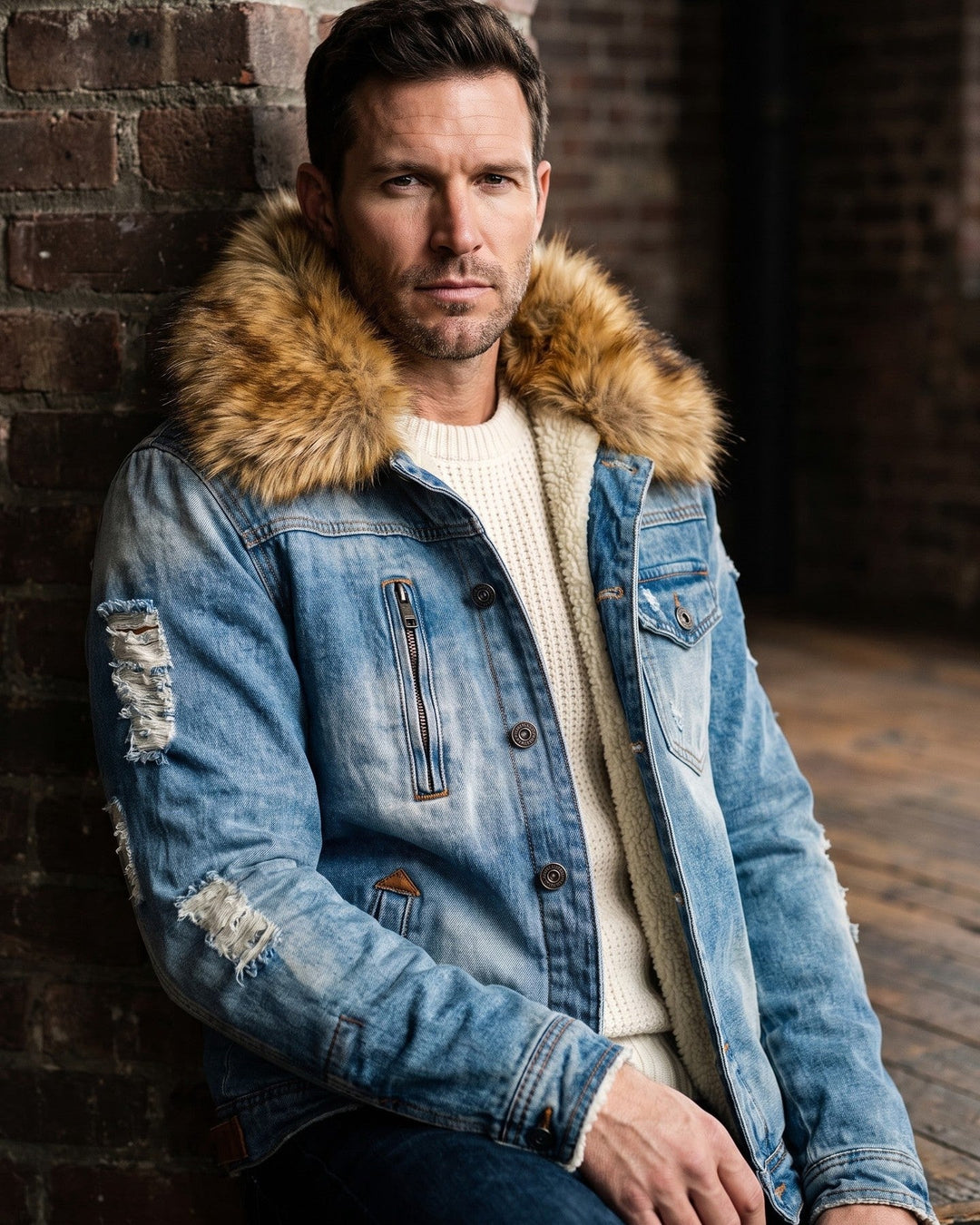 Bruno Denim Fur-Trim Jacket