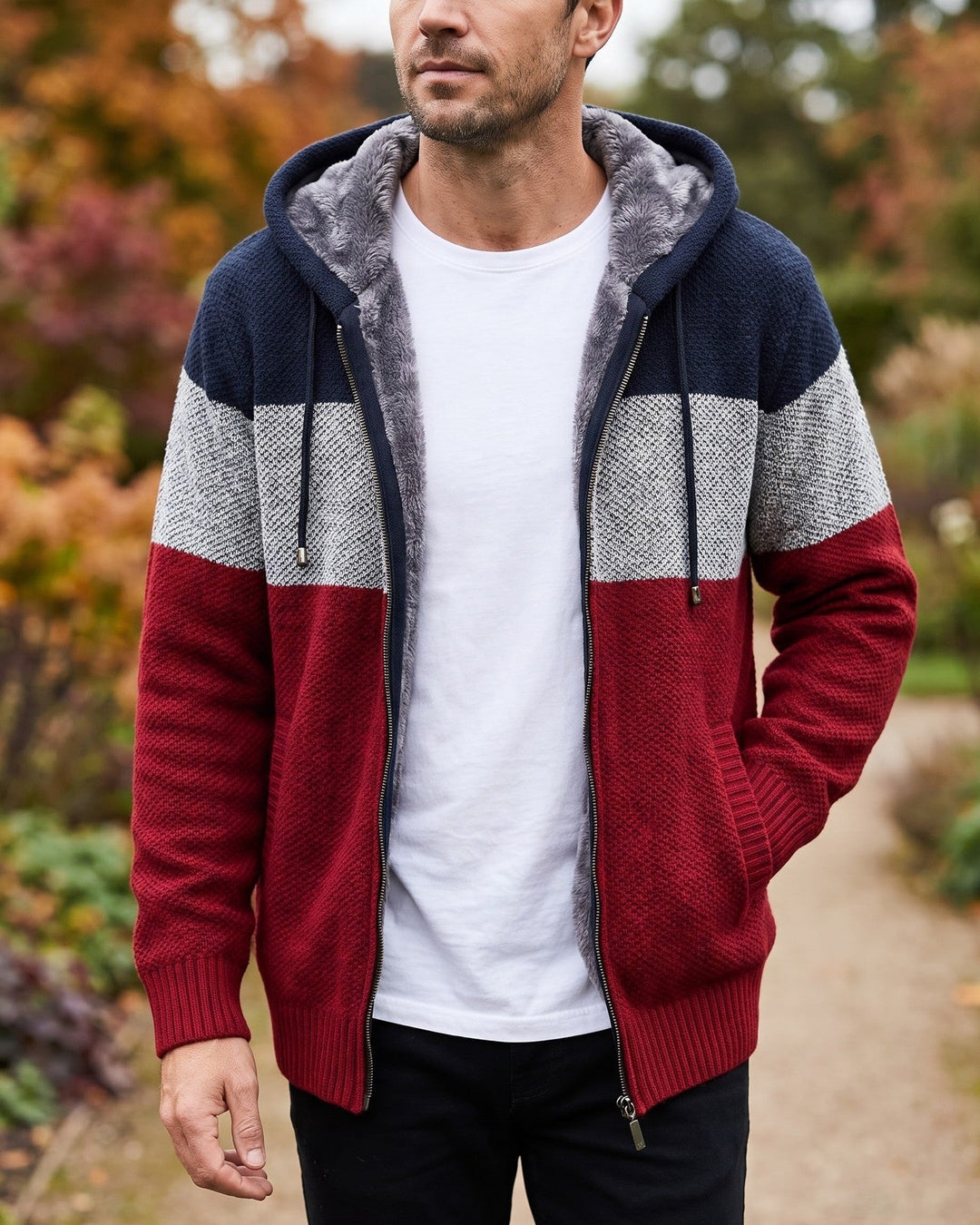Ricardo Fleece-Lined Hooded Knit Cardigan