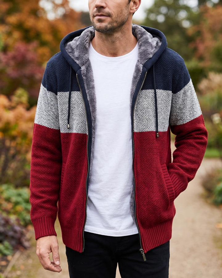 Ricardo Fleece-Lined Hooded Knit Cardigan