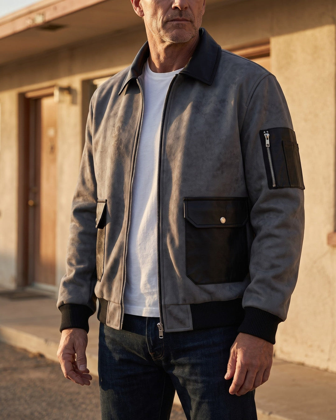 Moreno Suede-Look Bomber Jacket