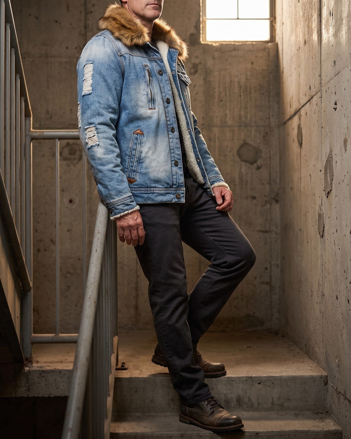 Bruno Denim Fur-Trim Jacket
