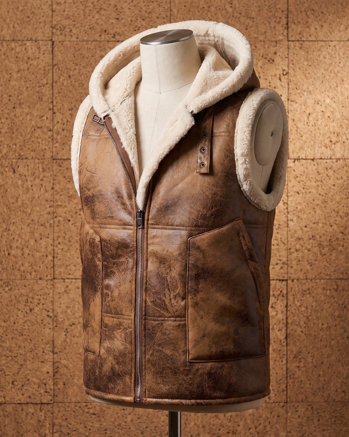 Leandro Faux Leather Sherpa Vest