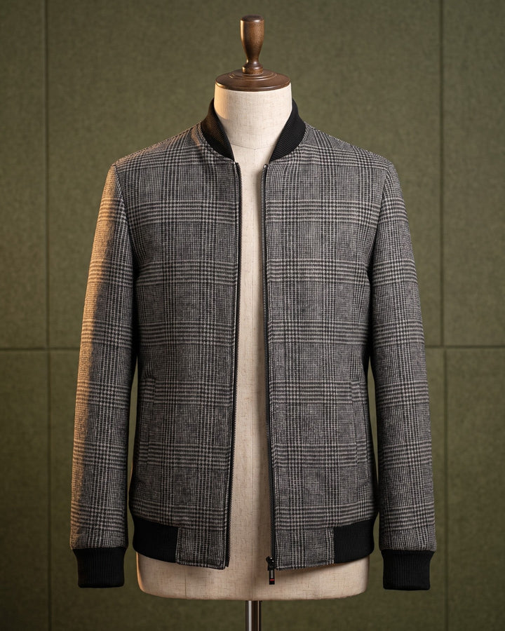 Fabian Glen Plaid Wool-Blend Bomber Jacket