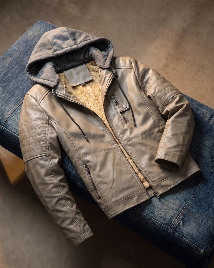 Eugenio Leather Hooded Jacket