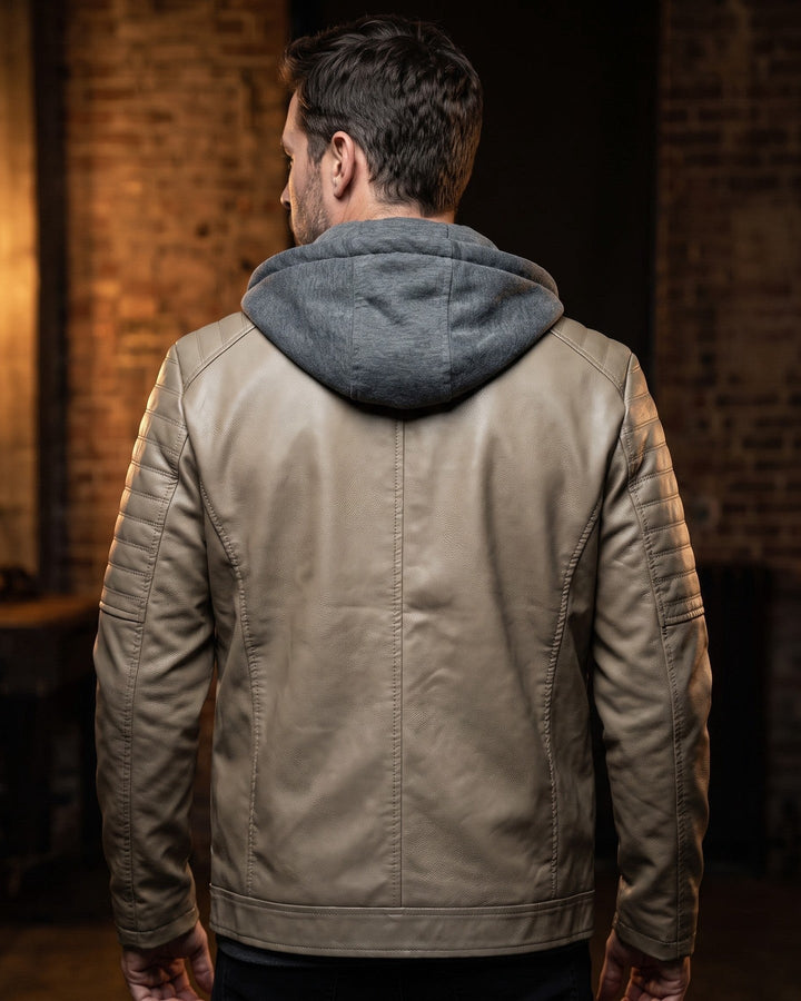 Eugenio Leather Hooded Jacket