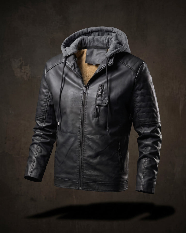 Eugenio Leather Hooded Jacket