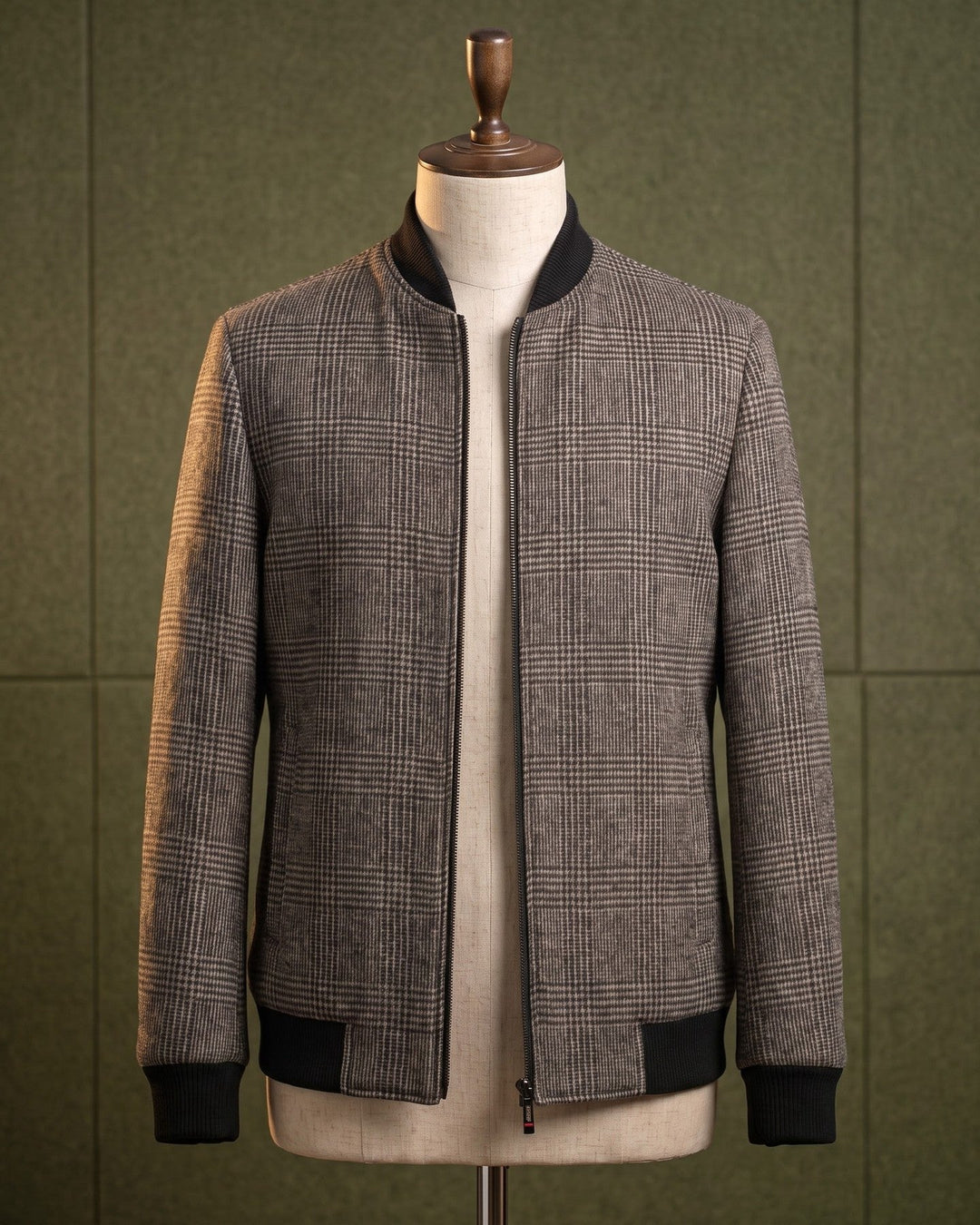 Fabian Glen Plaid Wool-Blend Bomber Jacket